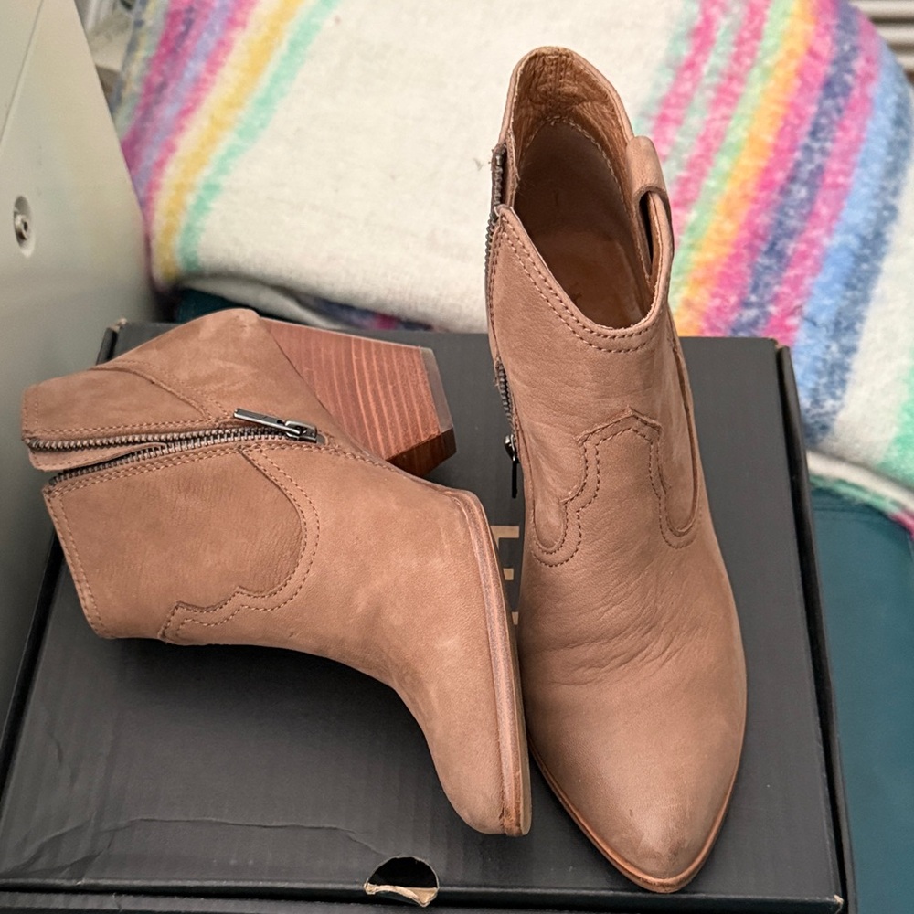 New- Frye Brown Ankle Booties with Side Zipper
